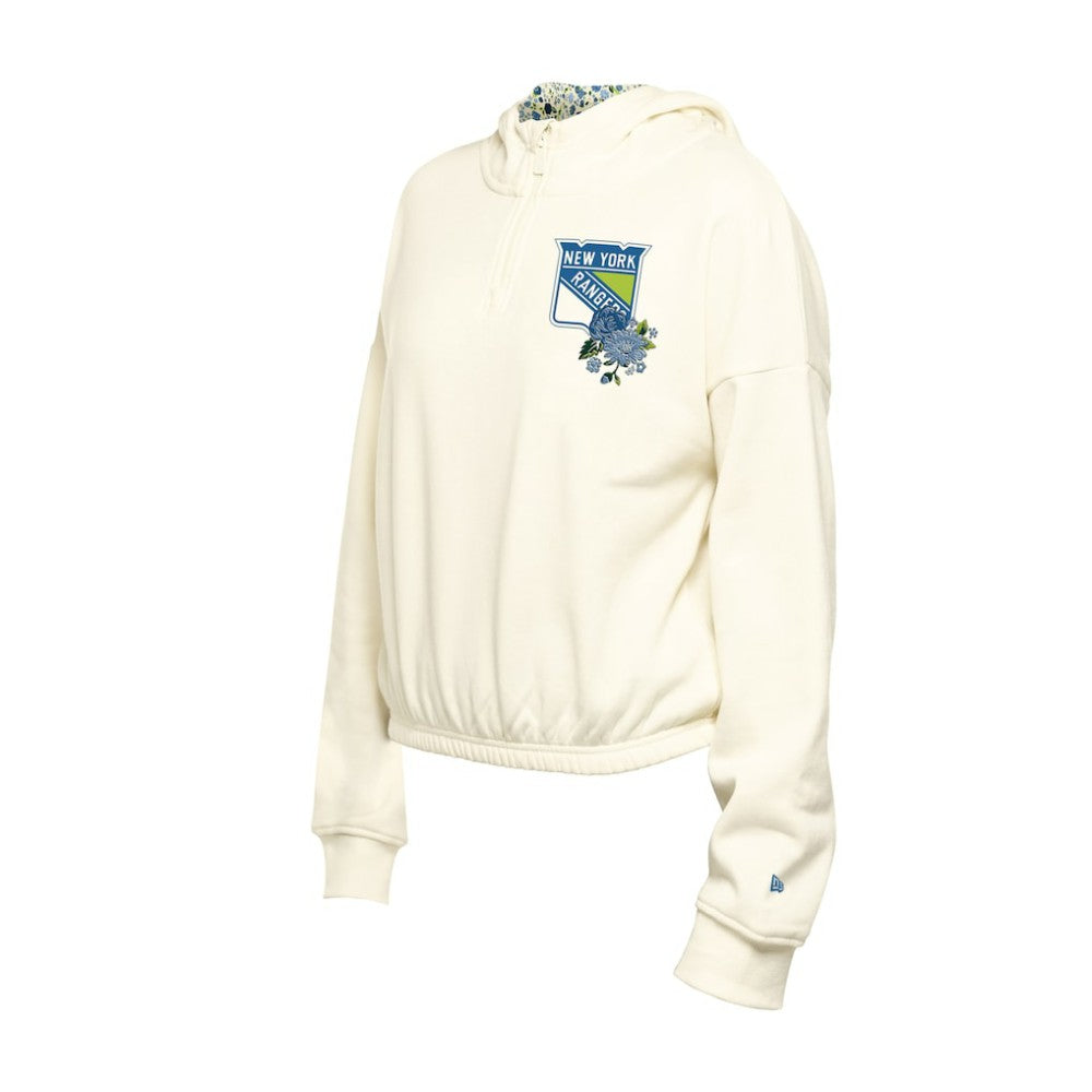 New York Rangers New Era Women's Glam Game Quarter-Zip Cropped Floral Hoodie Pullover -  NHL Hoodies
