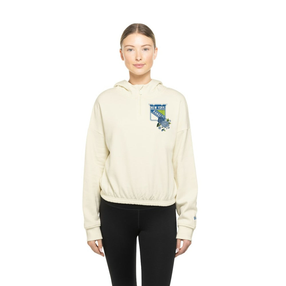New York Rangers New Era Women's Glam Game Quarter-Zip Cropped Floral Hoodie Pullover -  NHL Hoodies