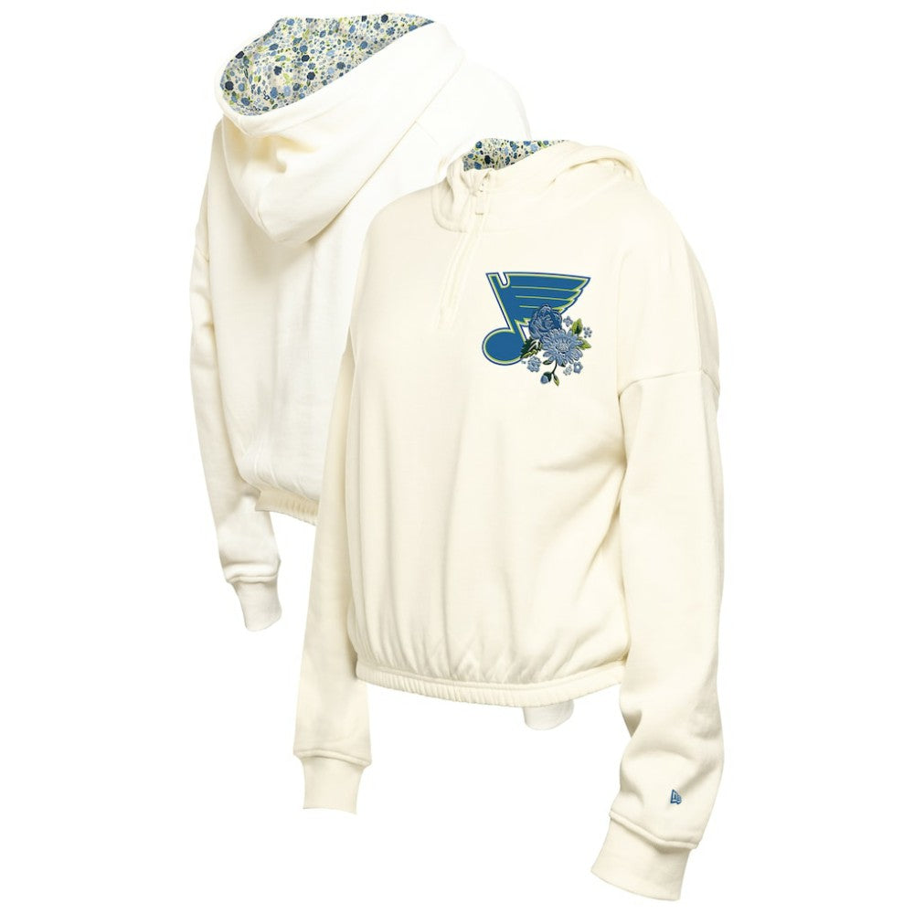 St. Louis Blues New Era Women's Glam Game Quarter-Zip Cropped Floral Hoodie Pullover -  NHL Hoodies