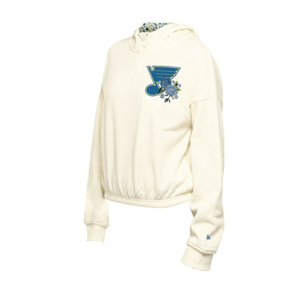St. Louis Blues New Era Women's Glam Game Quarter-Zip Cropped Floral Hoodie Pullover -  NHL Hoodies