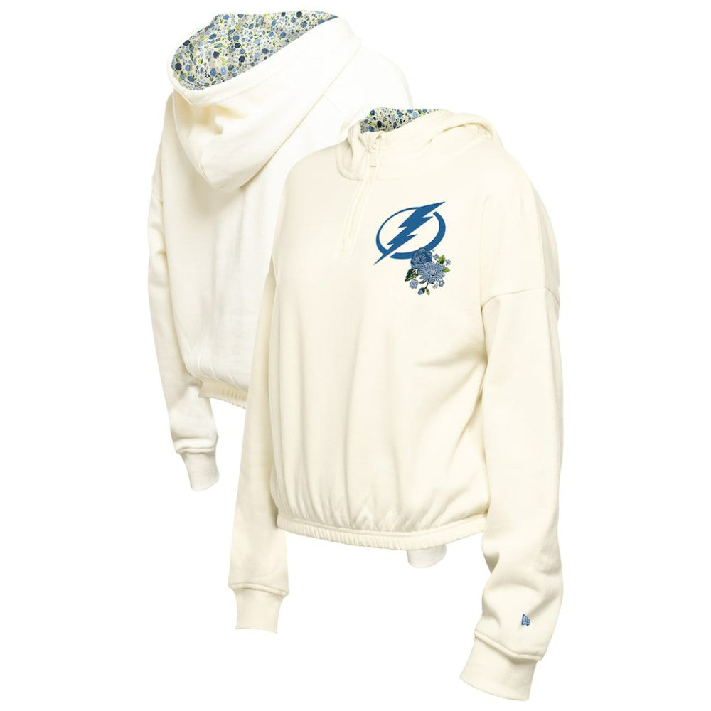 Tampa Bay Lightning New Era Women's Glam Game Quarter-Zip Cropped Floral Hoodie Pullover -  NHL Hoodies
