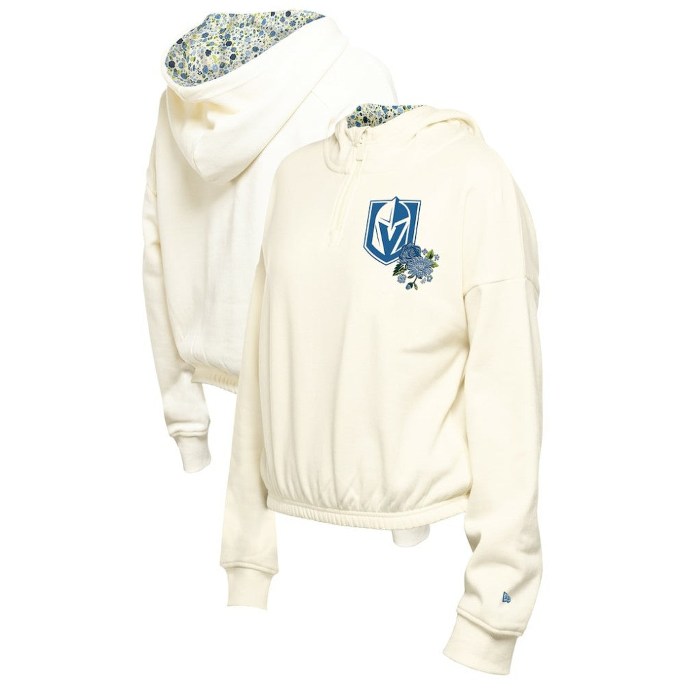 Vegas Golden Knights New Era Women's Glam Game Quarter-Zip Cropped Floral Hoodie Pullover -  NHL Hoodies