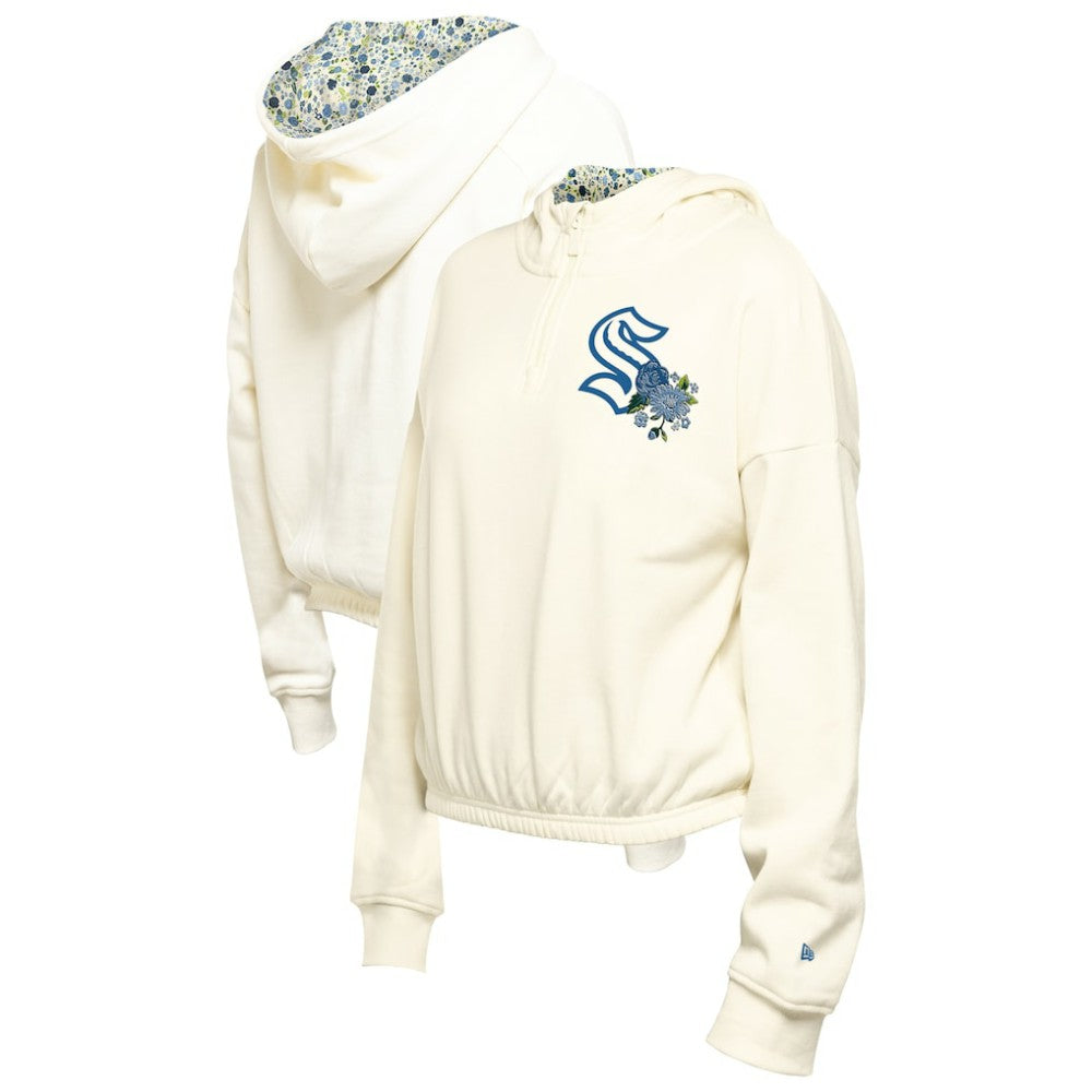 Seattle Kraken New Era Women's Glam Game Quarter-Zip Cropped Floral Hoodie Pullover -  NHL Hoodies
