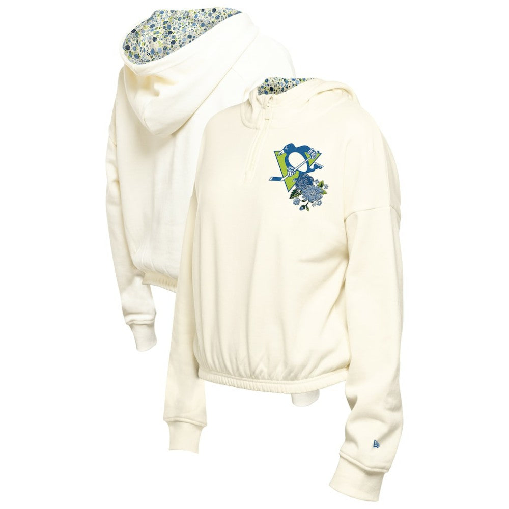Pittsburgh Penguins New Era Women's Glam Game Quarter-Zip Cropped Floral Hoodie Pullover -  NHL Hoodies