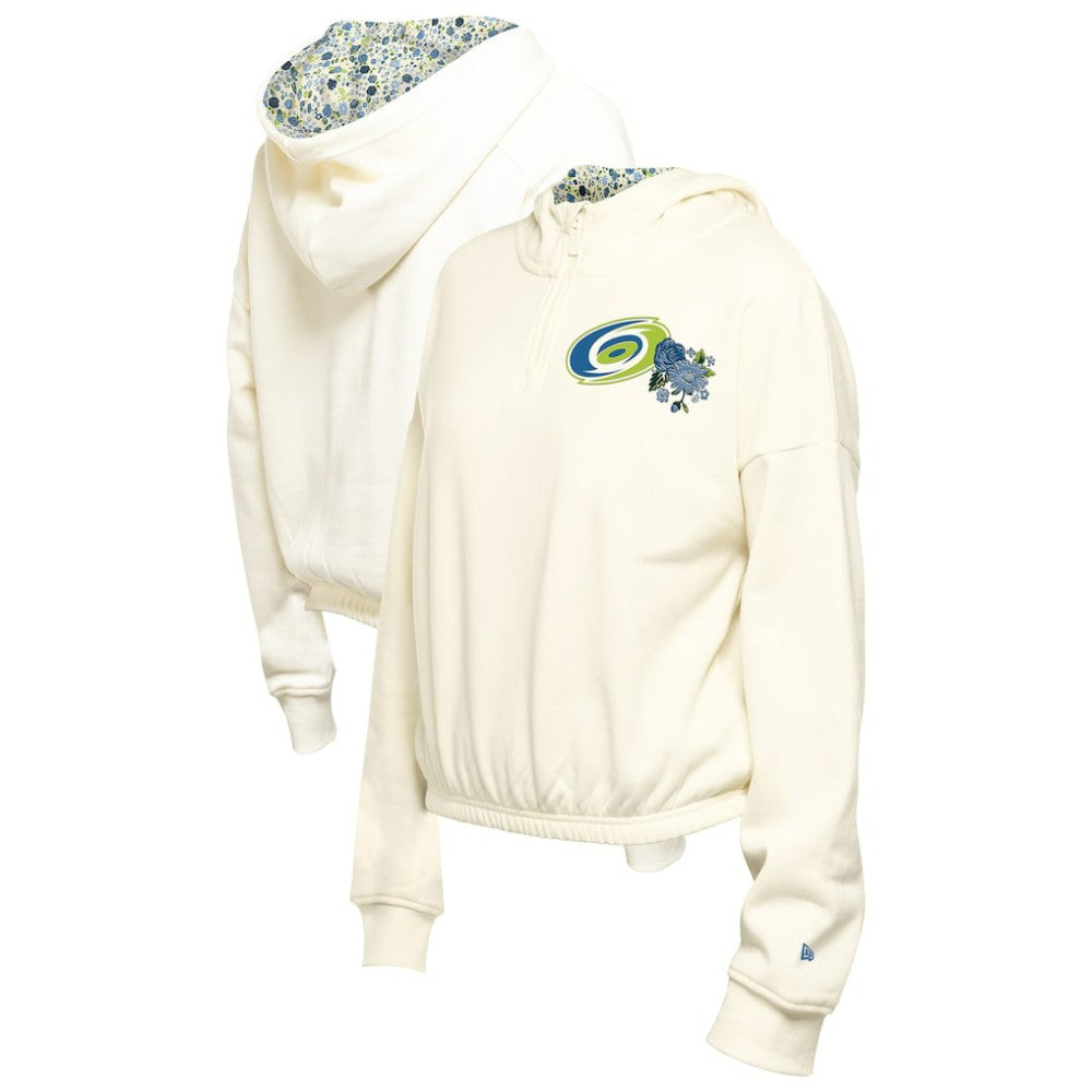 Carolina Hurricanes New Era Women's Glam Game Quarter-Zip Cropped Floral Hoodie Pullover -  NHL Hoodies