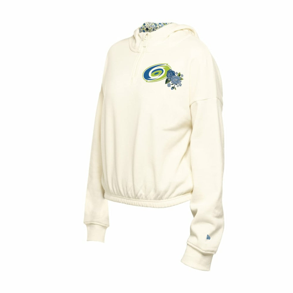 Carolina Hurricanes New Era Women's Glam Game Quarter-Zip Cropped Floral Hoodie Pullover -  NHL Hoodies