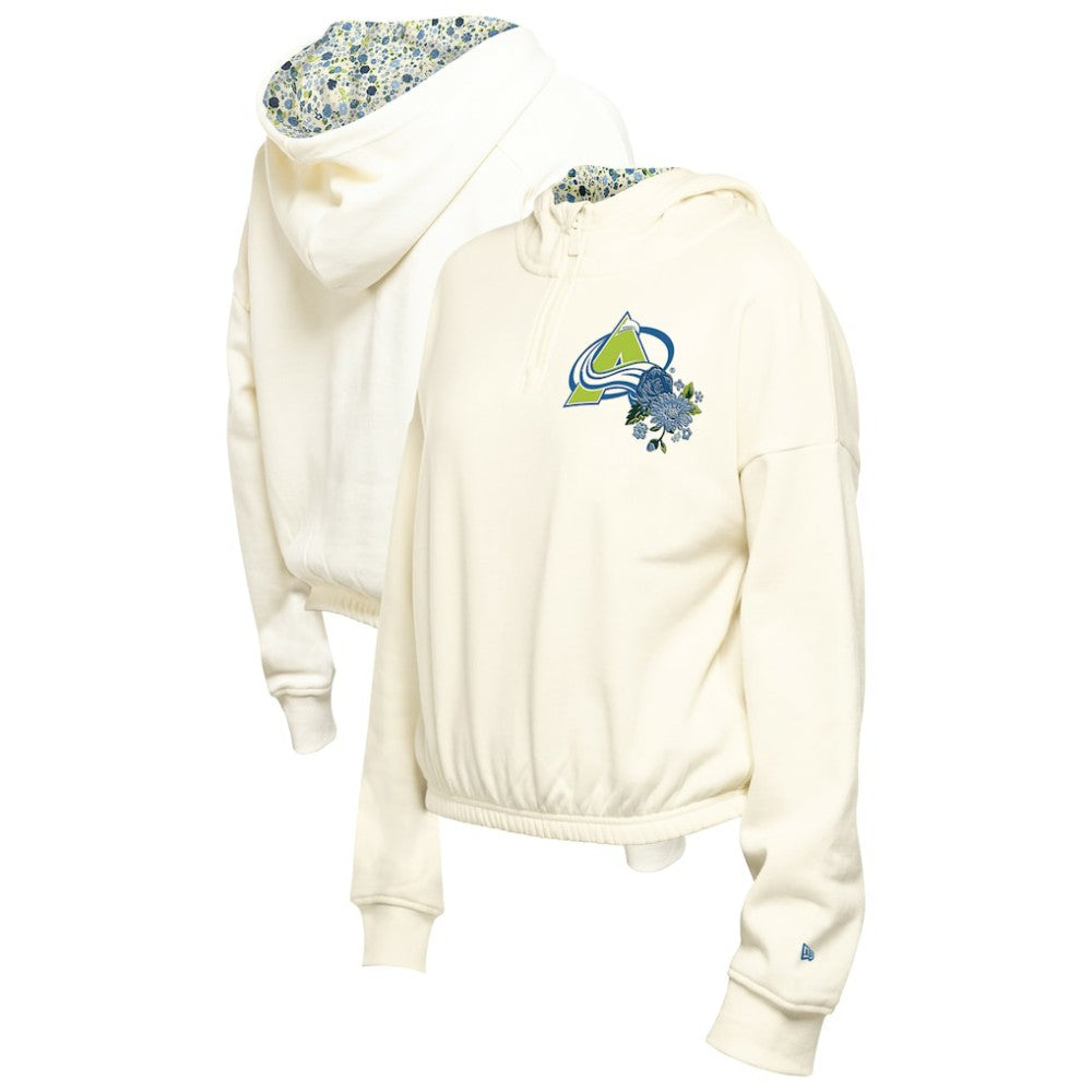 Colorado Avalanche New Era Women's Glam Game Quarter-Zip Cropped Floral Hoodie Pullover -  NHL Hoodies