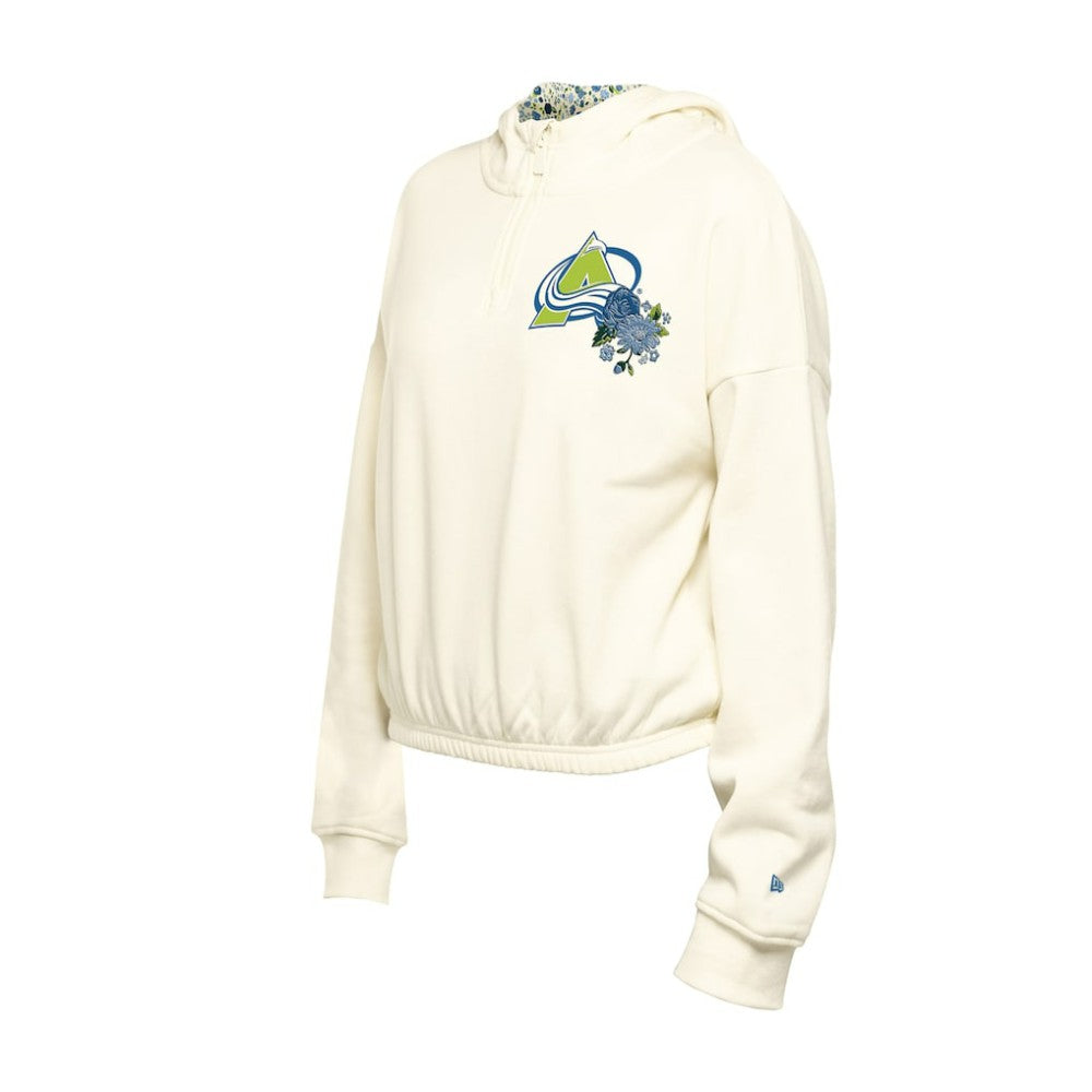 Colorado Avalanche New Era Women's Glam Game Quarter-Zip Cropped Floral Hoodie Pullover -  NHL Hoodies