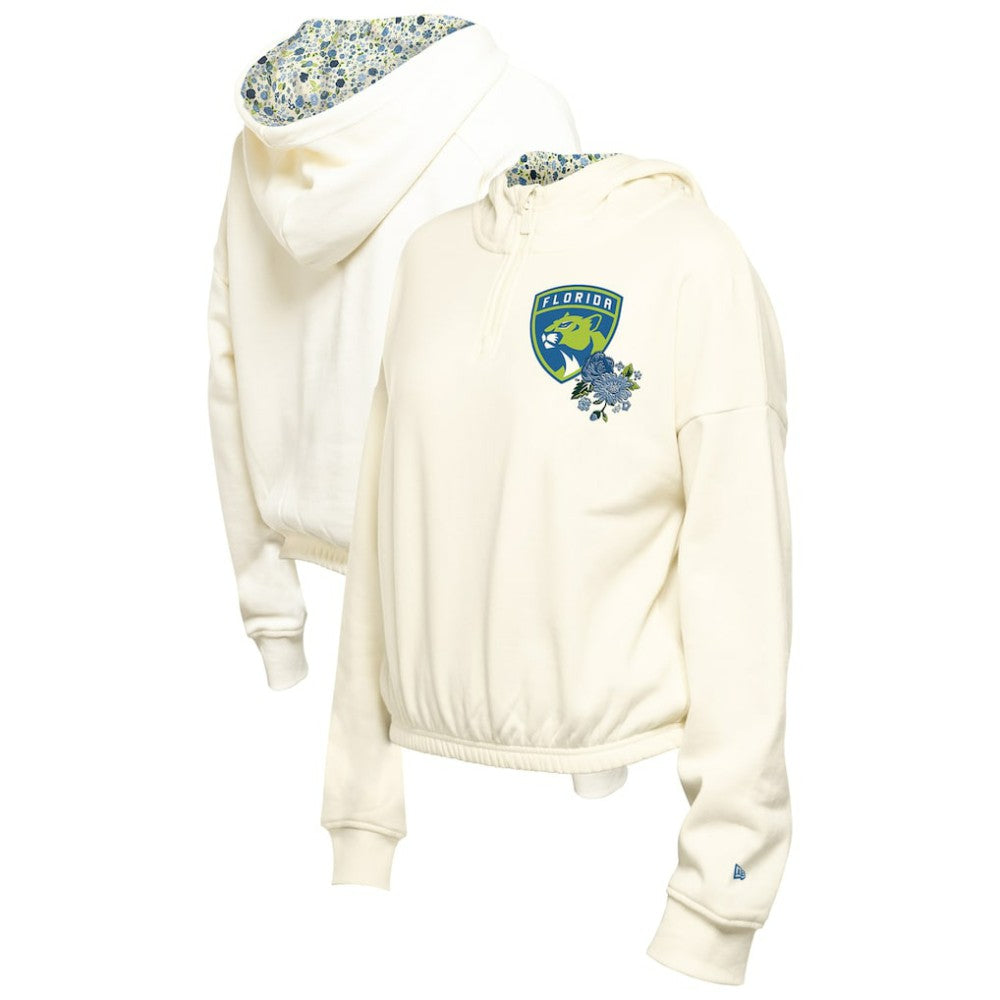 Florida Panthers New Era Women's Glam Game Quarter-Zip Cropped Floral Hoodie Pullover -  NHL Hoodies