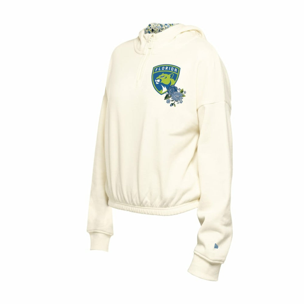 Florida Panthers New Era Women's Glam Game Quarter-Zip Cropped Floral Hoodie Pullover -  NHL Hoodies