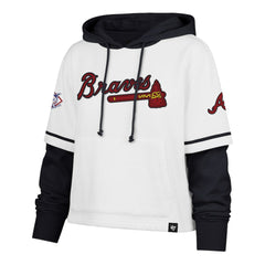Atlanta Braves '47 Women's Trifecta Shortstop Cropped Pullover Hoodie - MLB Hoodies