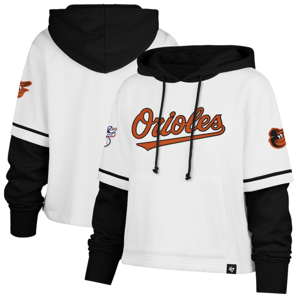 Baltimore Orioles '47 Women's Trifecta Shortstop Cropped Pullover Hoodie - MLB Hoodies