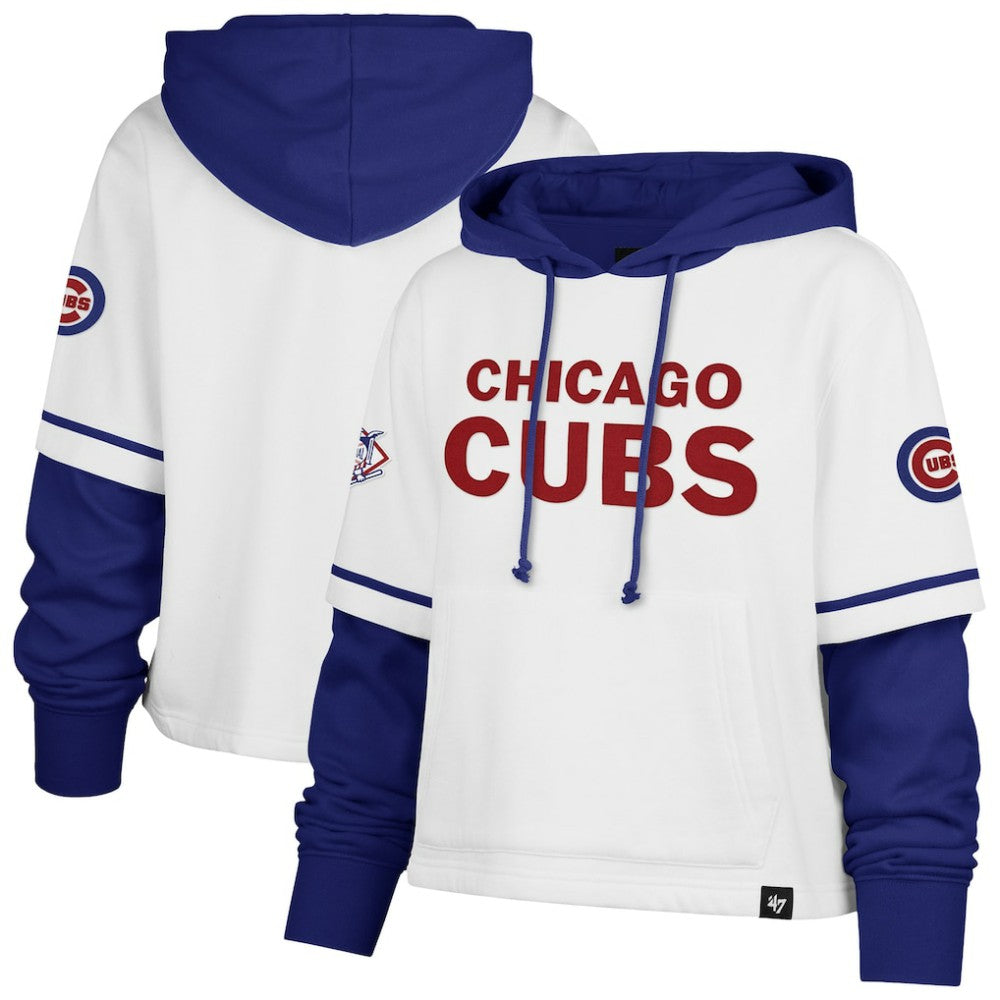 Chicago Cubs '47 Women's Trifecta Shortstop Cropped Pullover Hoodie - MLB Hoodies