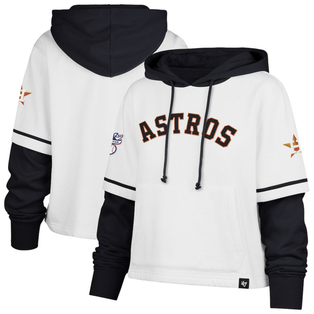 Houston Astros '47 Women's Trifecta Shortstop Cropped Pullover Hoodie - MLB Hoodies