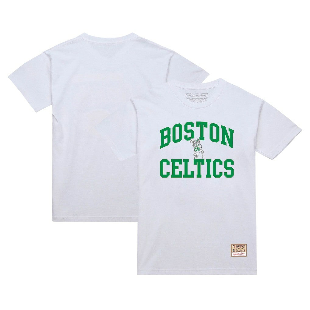 White Boston Celtics Hardwood Classics Vintage Warm Up T-Shirt | NBA