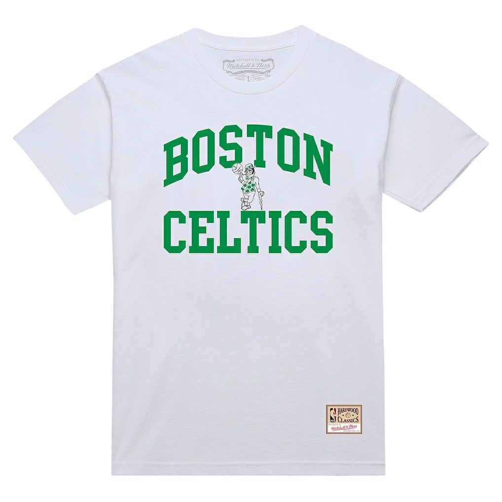 White Boston Celtics Hardwood Classics Vintage Warm Up T-Shirt | NBA