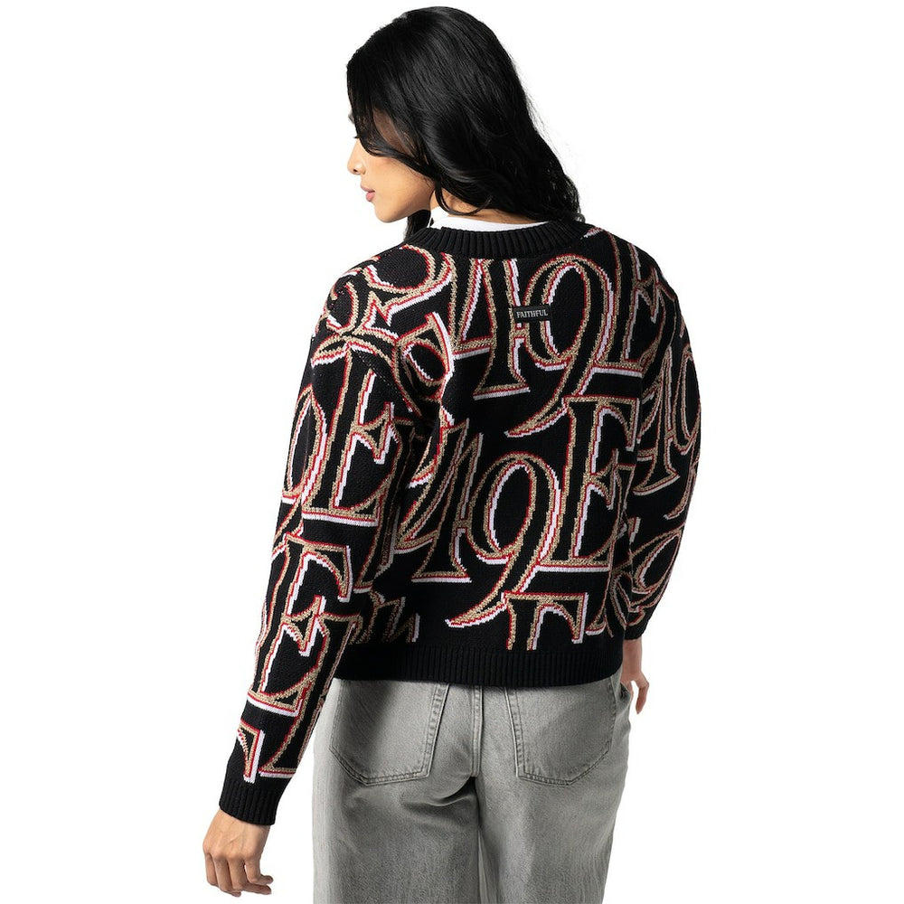 San Francisco 49ers The Wild Collective Women's Cropped Full-Button Cardigan Sweater | NFL Outlet