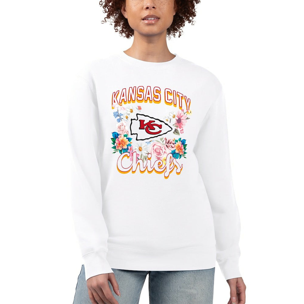 Kansas City Chiefs G-III 4Her by Carl Banks Women's Flower Logo Graphic Fleece Pullover Sweatshirt | NFL Discount