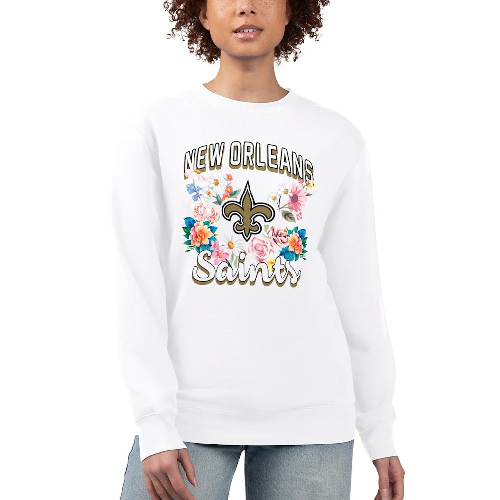 New Orleans Saints G-III 4Her by Carl Banks Women's Flower Logo Graphic Fleece Pullover Sweatshirt | NFL Discount