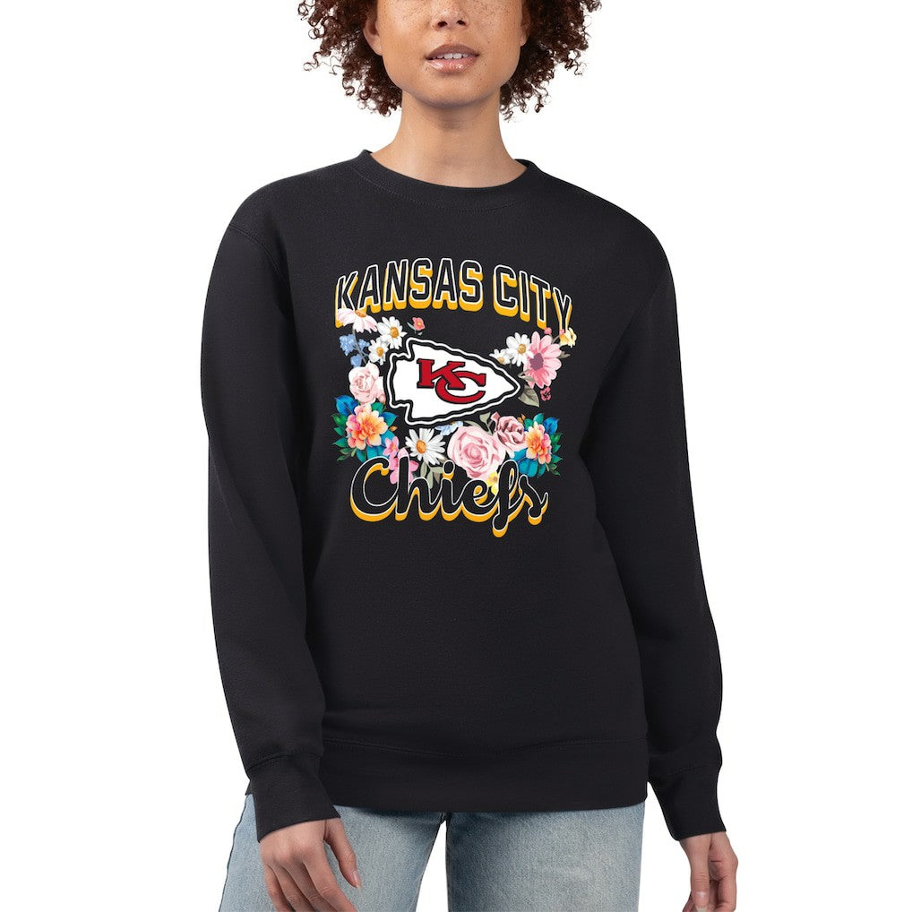 Kansas City Chiefs G-III 4Her by Carl Banks Women's Flower Logo Graphic Fleece Pullover Sweatshirt | NFL Discount