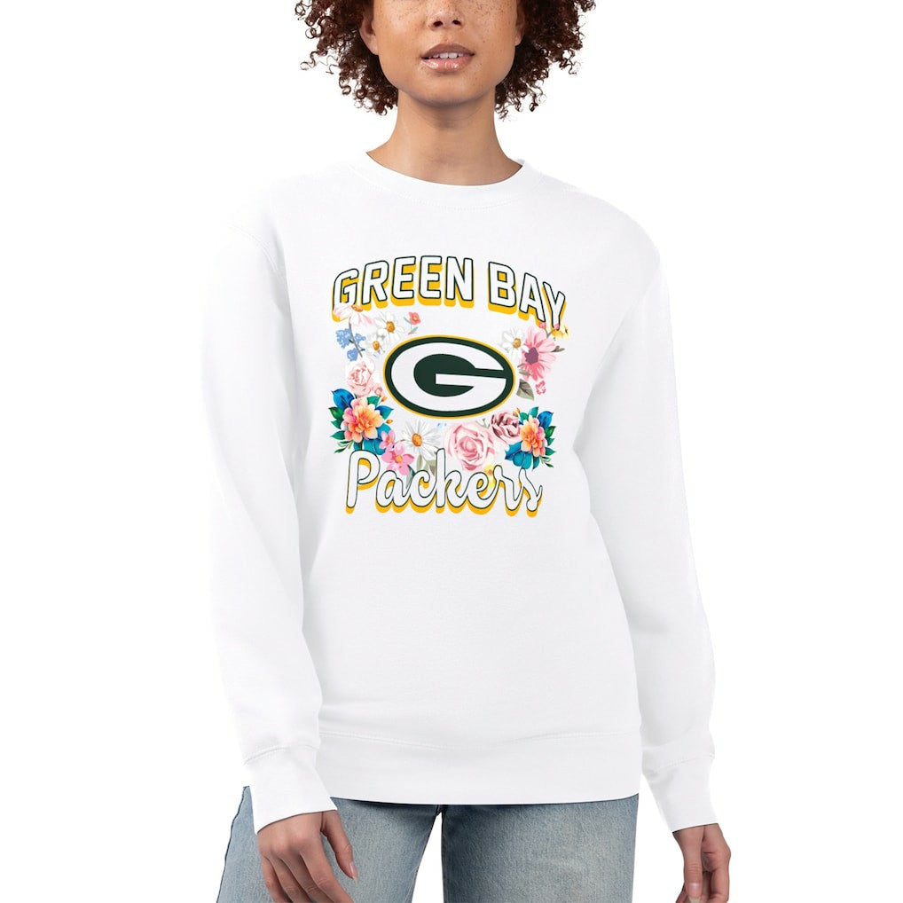 Green Bay Packers G-III 4Her by Carl Banks Women's Flower Logo Graphic Fleece Pullover Sweatshirt | NFL On sale
