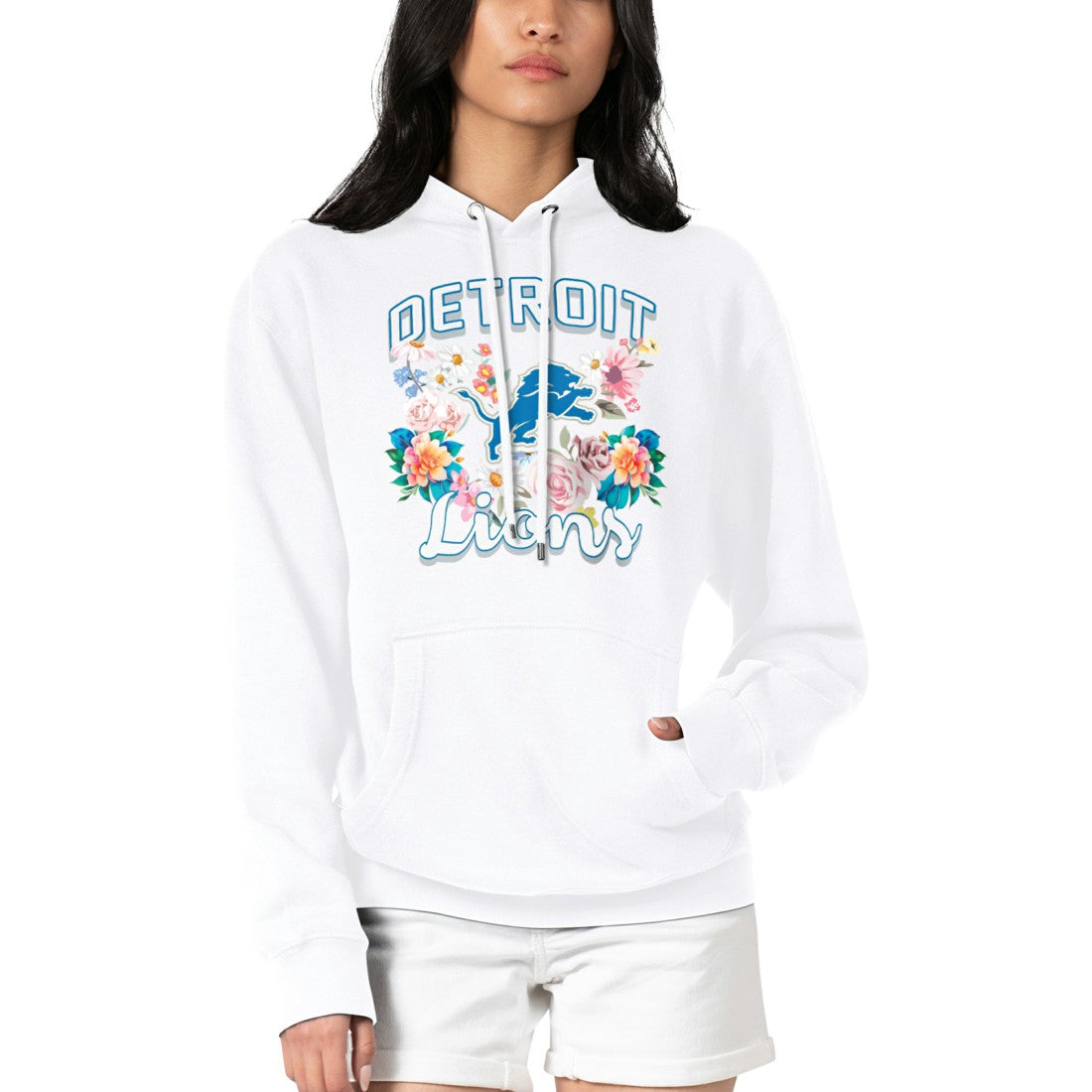 Detroit Lions G-III 4Her by Carl Banks Women's Flowers Team Logo Graphic Fleece Pullover Hoodie | NFL On sale