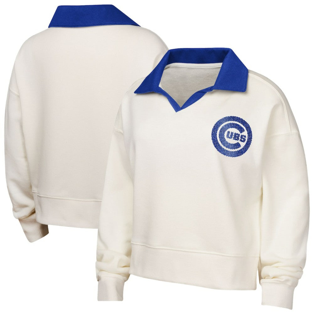 Chicago Cubs Girls Youth Ballpark Hit Collared V-Neck Pullover Sweatshirt - MLB Pullover