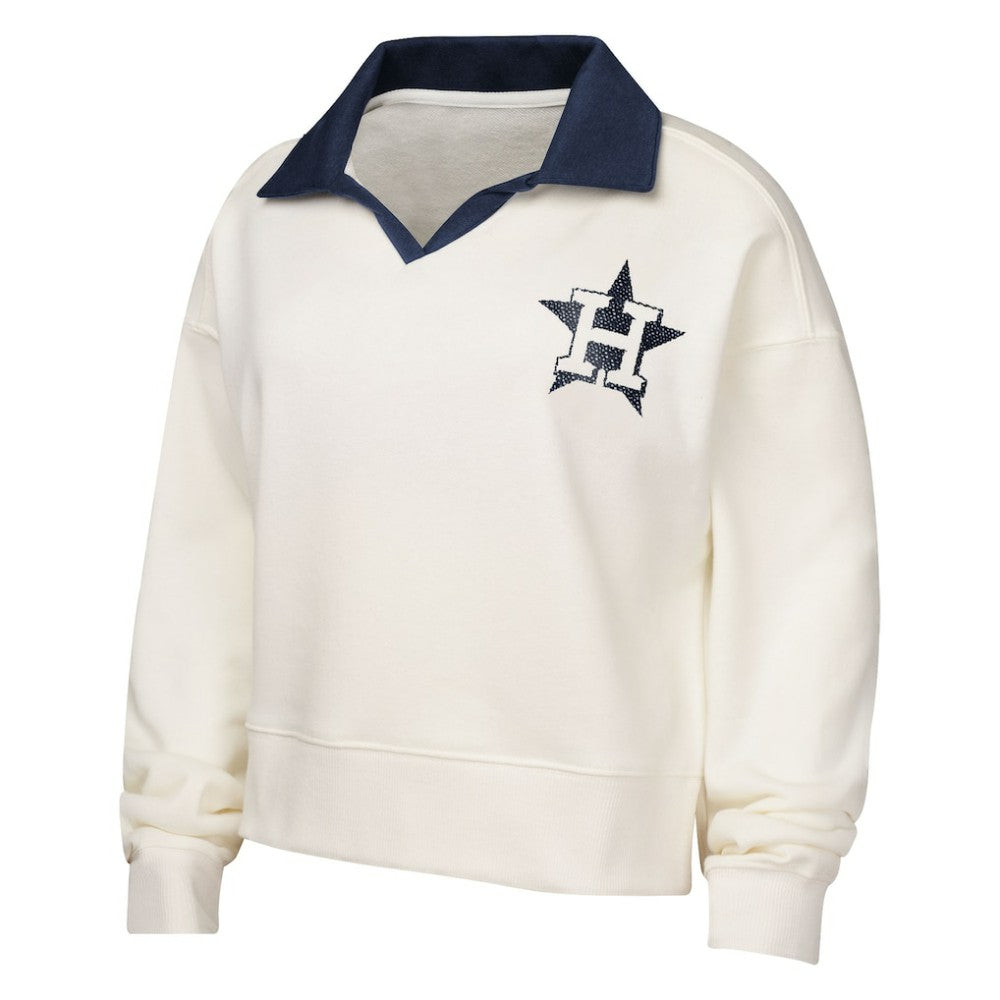 Houston Astros Girls Youth Ballpark Hit Collared V-Neck Pullover Sweatshirt - MLB Pullover