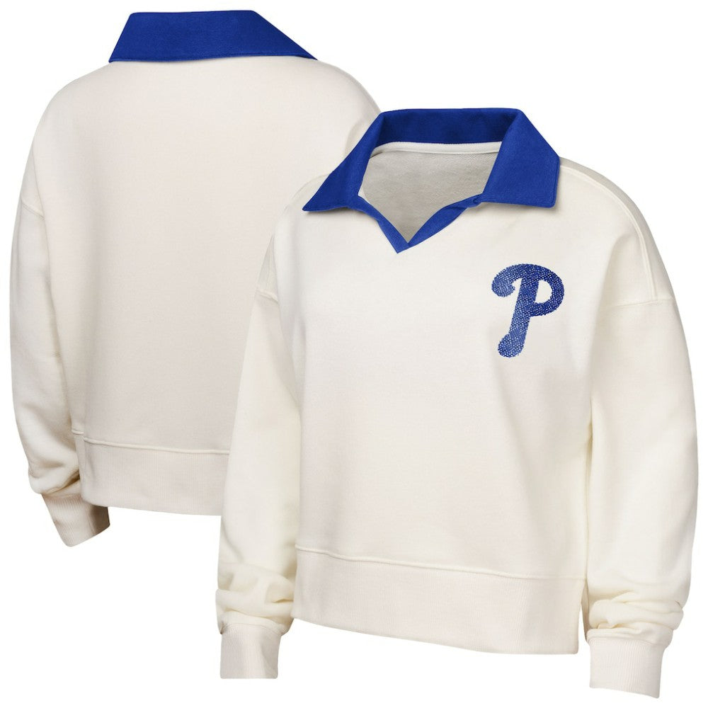 Philadelphia Phillies Girls Youth Ballpark Hit Collared V-Neck Pullover Sweatshirt - MLB Pullover