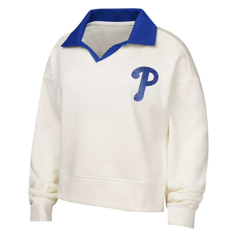 Philadelphia Phillies Girls Youth Ballpark Hit Collared V-Neck Pullover Sweatshirt - MLB Pullover