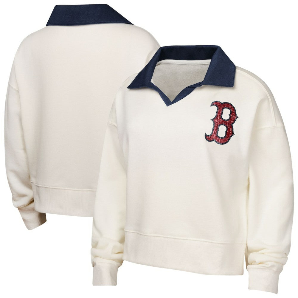 Boston Red Sox Girls Youth Ballpark Hit Collared V-Neck Pullover Sweatshirt - MLB Pullover