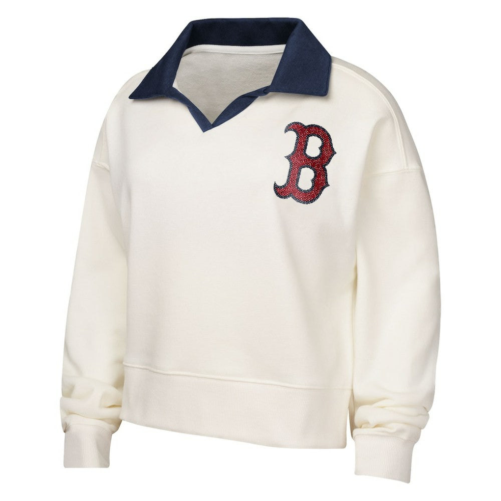Boston Red Sox Girls Youth Ballpark Hit Collared V-Neck Pullover Sweatshirt - MLB Pullover