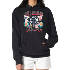 Black LA Clippers G-III 4Her by Carl Banks Women's Flowers Team Logo Graphic Fleece Pullover Hoodie | NBA