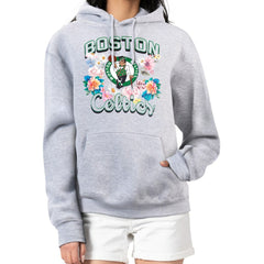 Heather Gray Boston Celtics G-III 4Her by Carl Banks Women's Flowers Team Logo Graphic Fleece Pullover Hoodie | NBA
