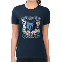 Navy Memphis Grizzlies G-III 4Her by Carl Banks Women's Super-Slim Fit Lightweight Flowers Team Logo Graphic T-Shirt | NBA