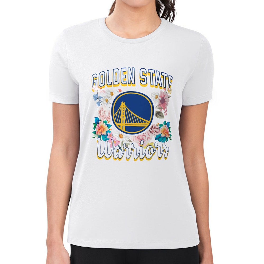 White Golden State Warriors G-III 4Her by Carl Banks Women's Super-Slim Fit Lightweight Flowers Team Logo Graphic T-Shirt sale | NBA