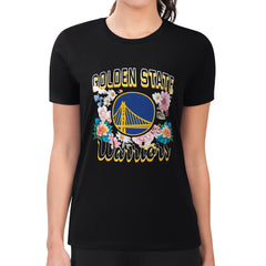 Black Golden State Warriors G-III 4Her by Carl Banks Women's Super-Slim Fit Lightweight Flowers Team Logo Graphic T-Shirt sale | NBA