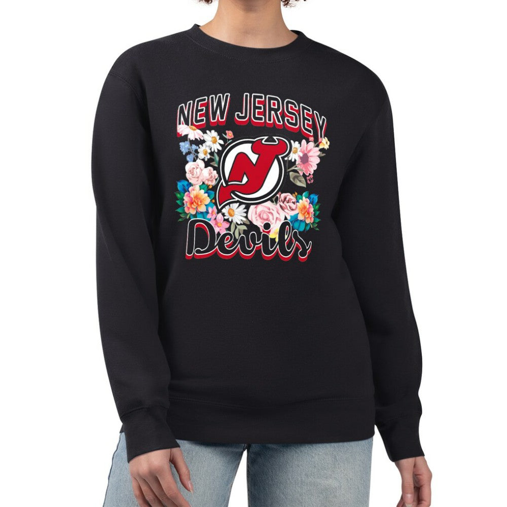 New Jersey Devils G-III 4Her by Carl Banks Women's Flower Logo Pullover Sweatshirt -  NHL Sweatshirts