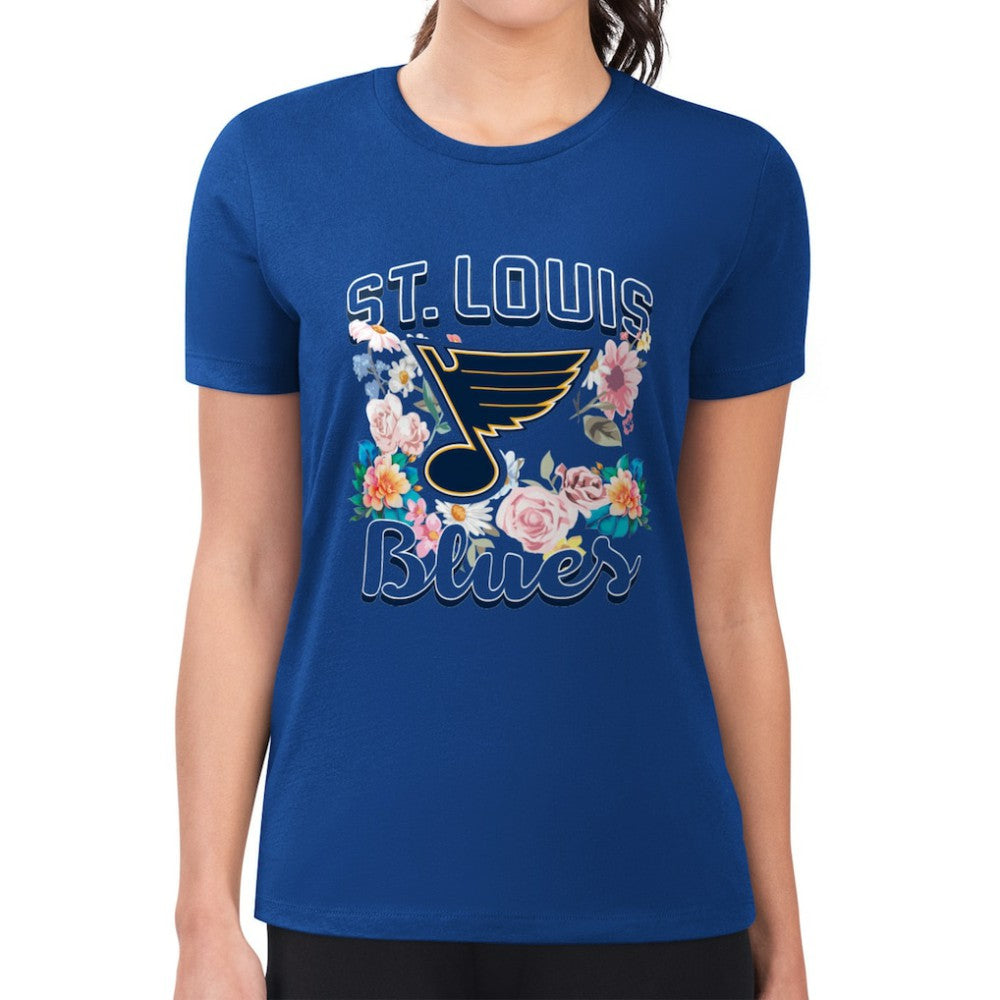 St. Louis Blues G-III 4Her by Carl Banks Women's Super-Slim Fit Lightweight Flower Logo T-Shirt -  NHL T-shirts