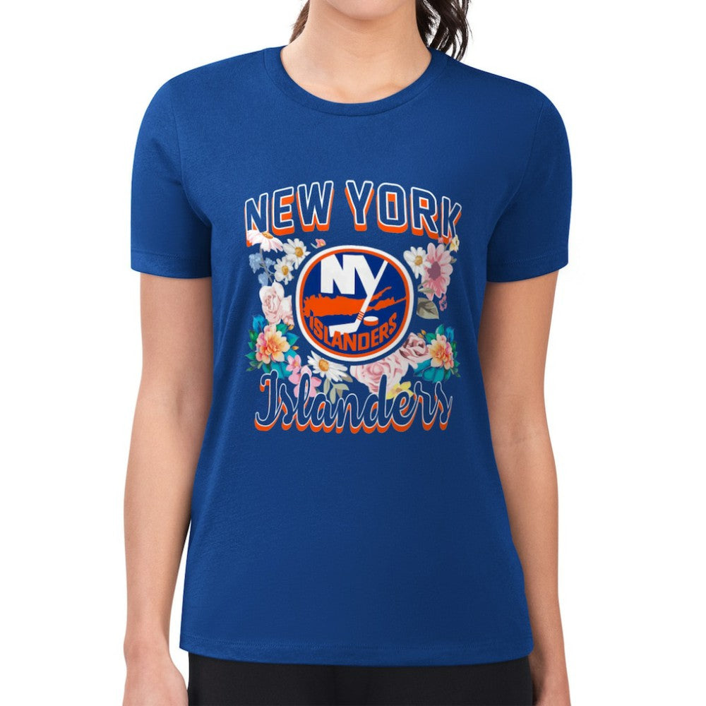 New York Islanders G-III 4Her by Carl Banks Women's Super-Slim Fit Lightweight Flower Logo T-Shirt -  NHL T-shirts