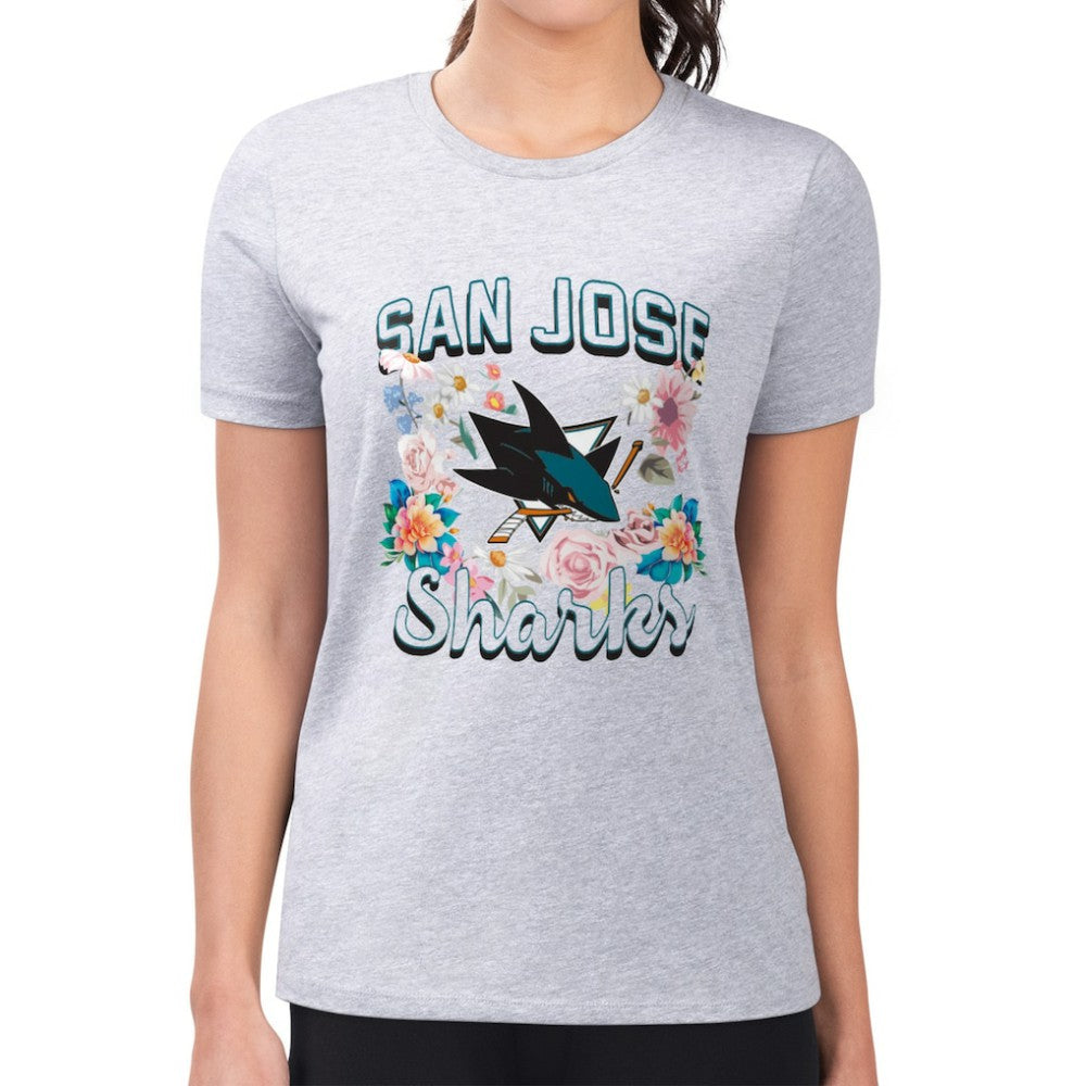 San Jose Sharks G-III 4Her by Carl Banks Women's Super-Slim Fit Lightweight Flower Logo T-Shirt -  NHL T-shirts