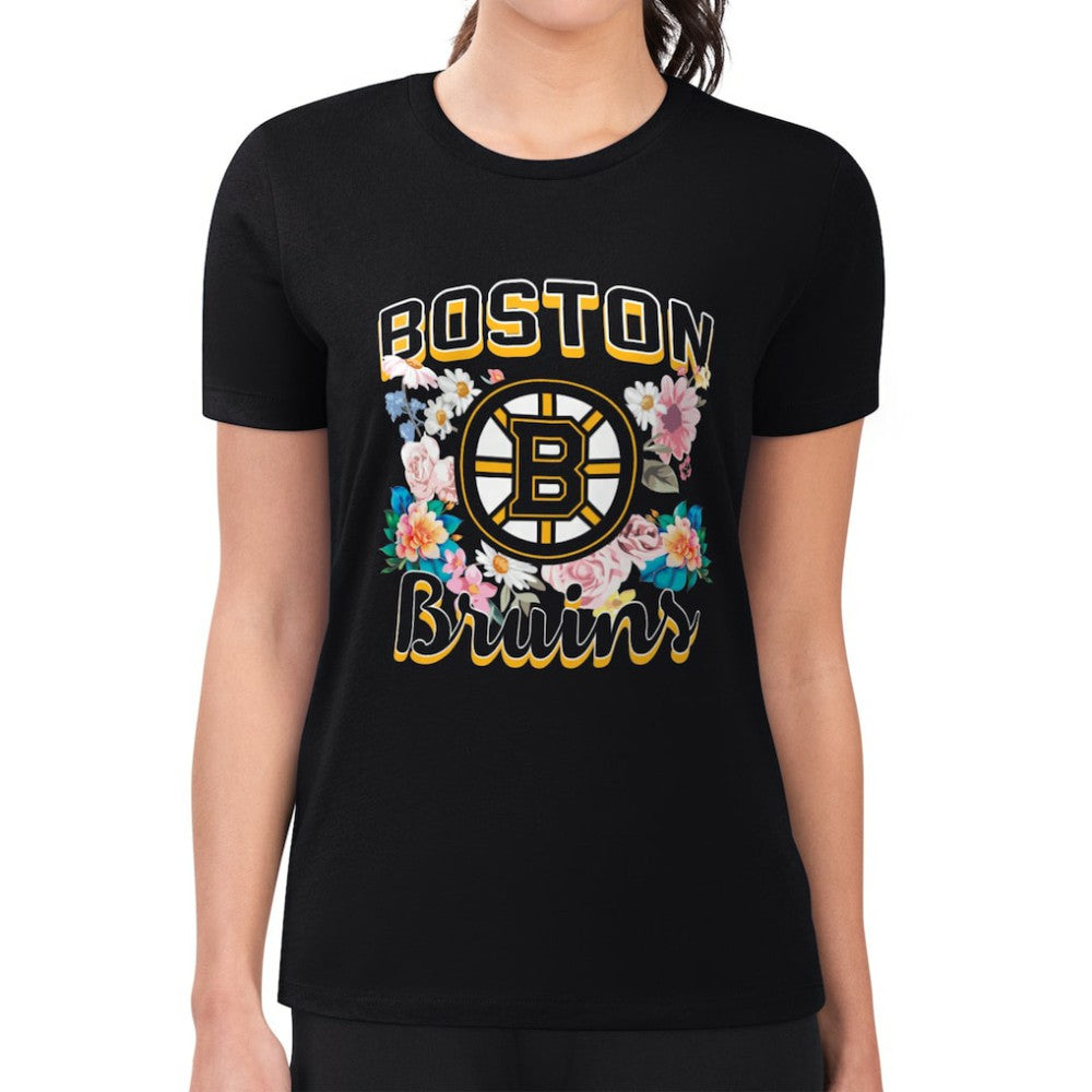 Boston Bruins G-III 4Her by Carl Banks Women's Super-Slim Fit Lightweight Flower Logo T-Shirt -  NHL T-shirts