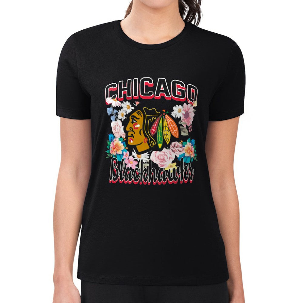 Chicago Blackhawks G-III 4Her by Carl Banks Women's Super-Slim Fit Lightweight Flower Logo T-Shirt -  NHL T-shirts