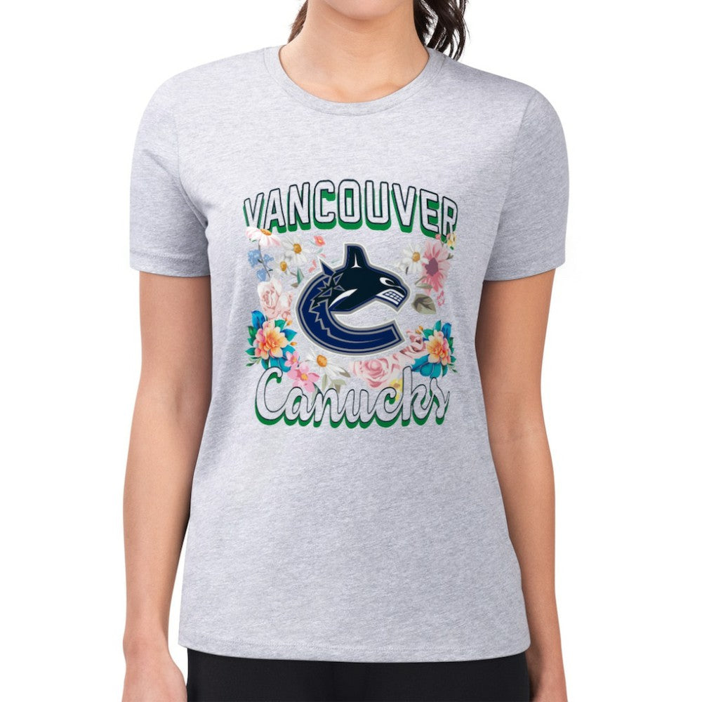 Vancouver Canucks G-III 4Her by Carl Banks Women's Super-Slim Fit Lightweight Flower Logo T-Shirt -  NHL T-shirts