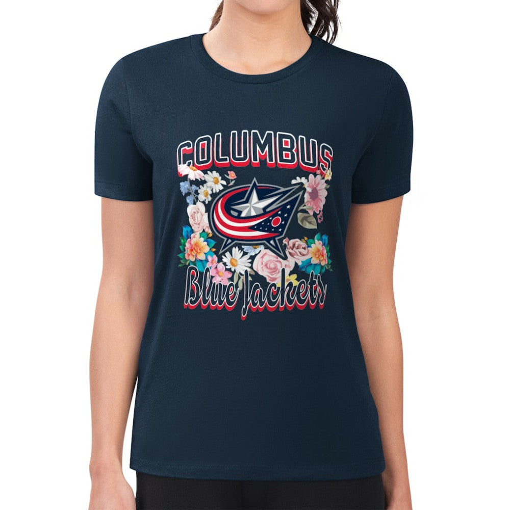 Columbus Blue Jackets G-III 4Her by Carl Banks Women's Super-Slim Fit Lightweight Flower Logo T-Shirt -  NHL T-shirts