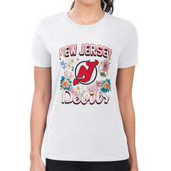 New Jersey Devils G-III 4Her by Carl Banks Women's Super-Slim Fit Lightweight Flower Logo T-Shirt -  NHL T-shirts