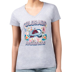 Colorado Avalanche G-III 4Her by Carl Banks Women's Super-Slim Fit Lightweight Flower Logo V-Neck T-Shirt -  NHL T-shirts