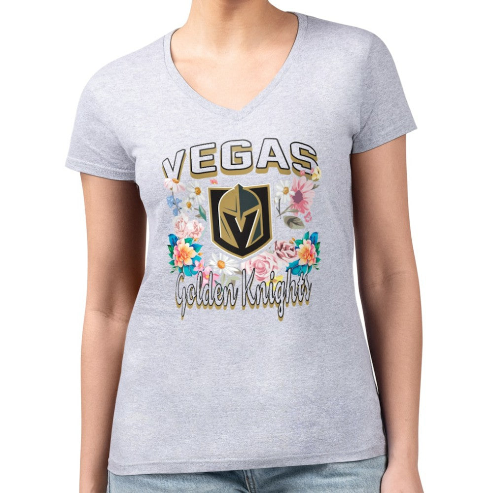 Vegas Golden Knights G-III 4Her by Carl Banks Women's Super-Slim Fit Lightweight Flower Logo V-Neck T-Shirt -  NHL T-shirts