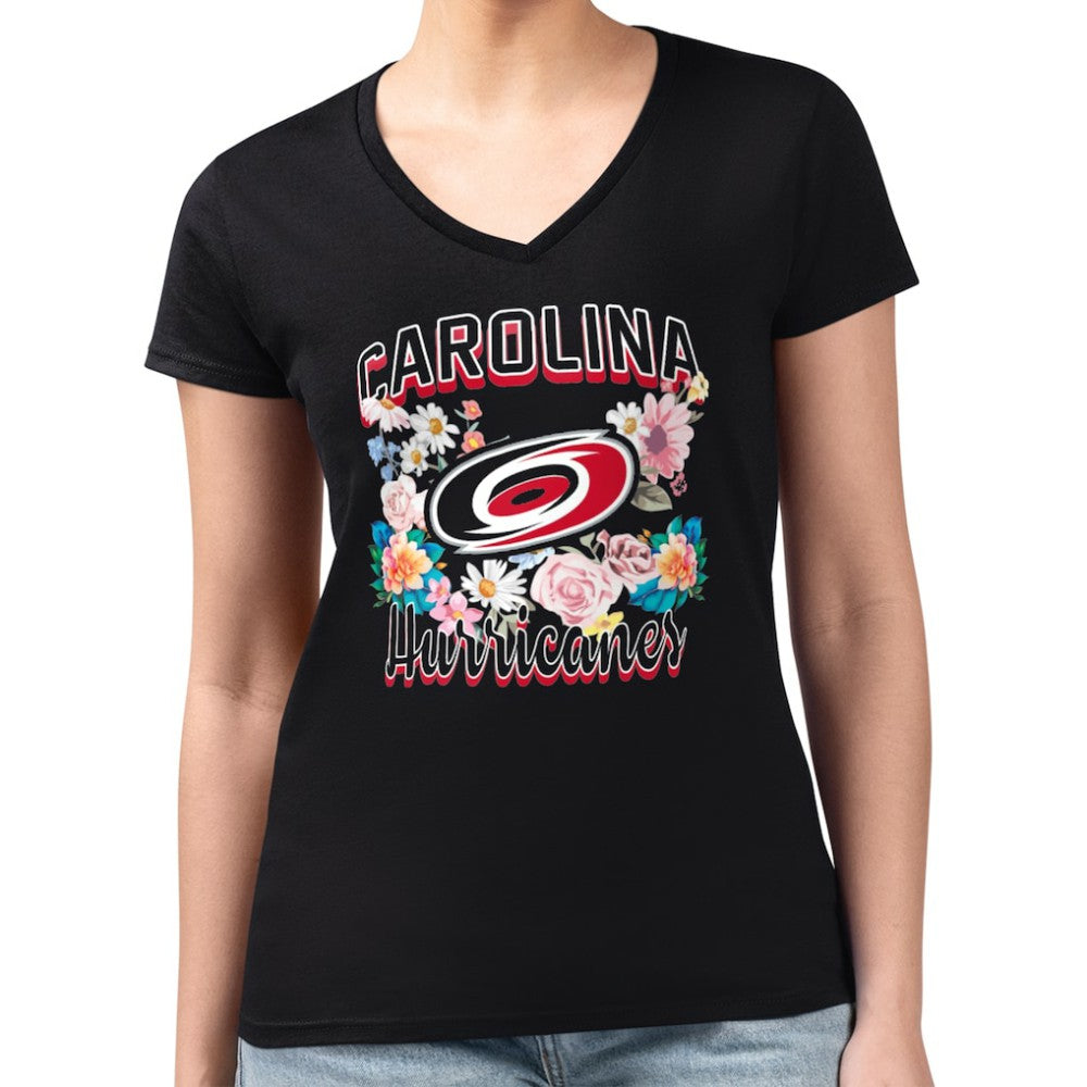 Carolina Hurricanes G-III 4Her by Carl Banks Women's Super-Slim Fit Lightweight Flower Logo V-Neck T-Shirt -  NHL T-shirts