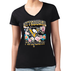 Pittsburgh Penguins G-III 4Her by Carl Banks Women's Super-Slim Fit Lightweight Flower Logo V-Neck T-Shirt -  NHL T-shirts